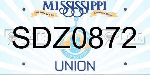 SDZ0872 Mississippi License Plate