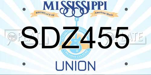 SDZ455 Mississippi License Plate