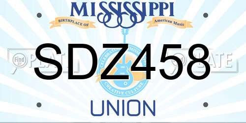 SDZ458 Mississippi License Plate