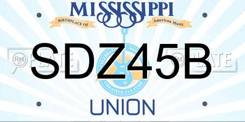 SDZ45B Mississippi License Plate