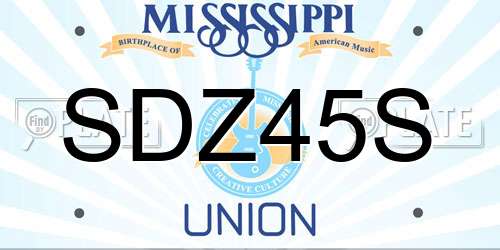 SDZ45S Mississippi License Plate