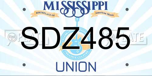 SDZ485 Mississippi License Plate