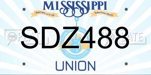 SDZ488 Mississippi License Plate