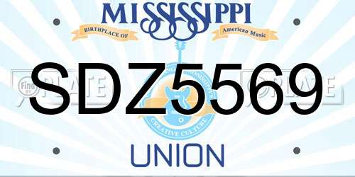 SDZ5569 Mississippi License Plate