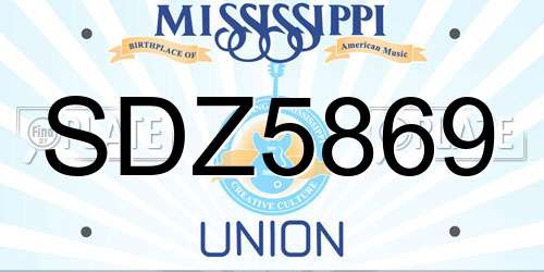 SDZ5869 Mississippi License Plate