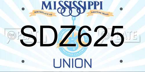 SDZ625 Mississippi License Plate