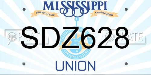 SDZ628 Mississippi License Plate