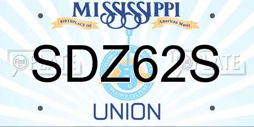 SDZ62S Mississippi License Plate