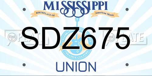 SDZ675 Mississippi License Plate
