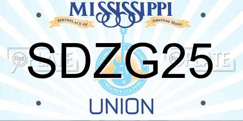 SDZG25 Mississippi License Plate