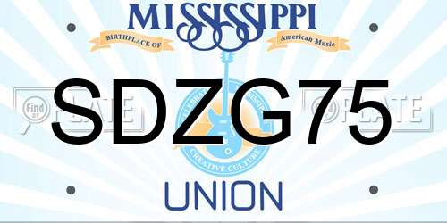 SDZG75 Mississippi License Plate