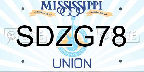 SDZG78 Mississippi License Plate
