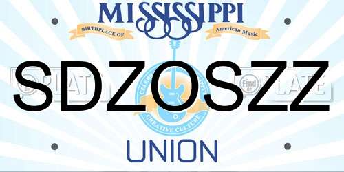 SDZOSZZ Mississippi License Plate