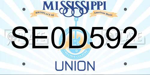 SE0D592 Mississippi License Plate