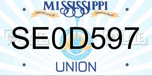SE0D597 Mississippi License Plate