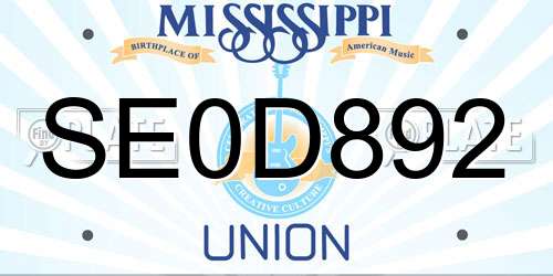 SE0D892 Mississippi License Plate