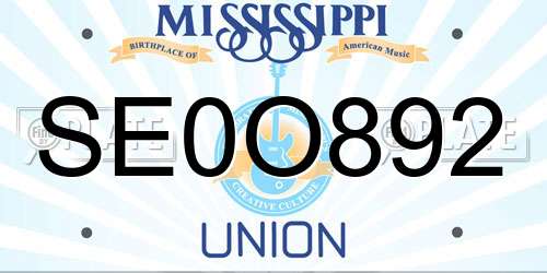 SE0O892 Mississippi License Plate