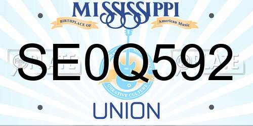 SE0Q592 Mississippi License Plate