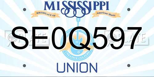 SE0Q597 Mississippi License Plate