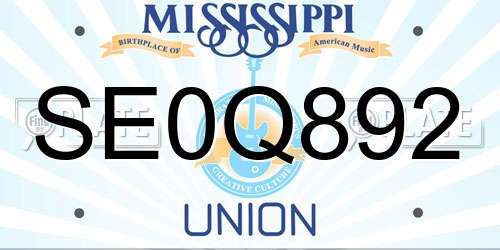SE0Q892 Mississippi License Plate