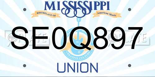 SE0Q897 Mississippi License Plate