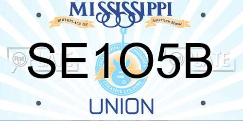SE1O5B Mississippi License Plate