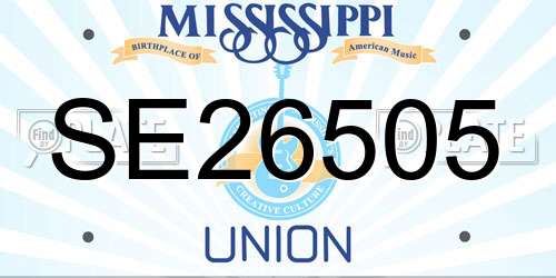 SE26505 Mississippi License Plate