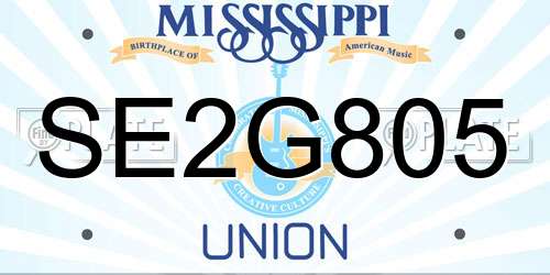 SE2G805 Mississippi License Plate