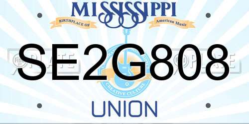 SE2G808 Mississippi License Plate