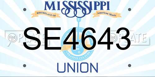 SE4643 Mississippi License Plate