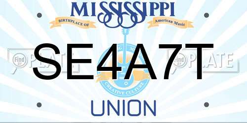 SE4A7T Mississippi License Plate