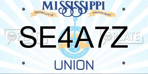 SE4A7Z Mississippi License Plate