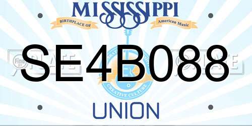 SE4B088 Mississippi License Plate