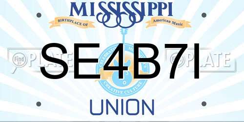 SE4B7I Mississippi License Plate