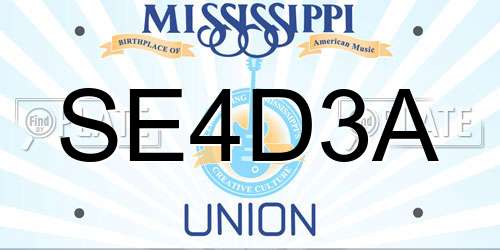 SE4D3A Mississippi License Plate
