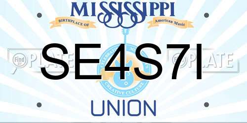 SE4S7I Mississippi License Plate