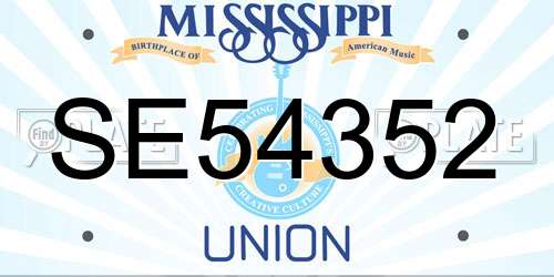 SE54352 Mississippi License Plate