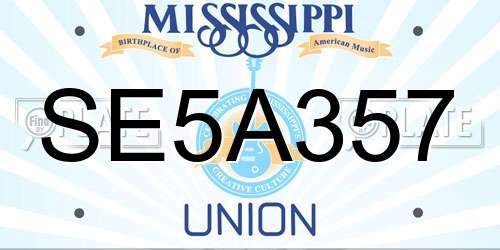 SE5A357 Mississippi License Plate