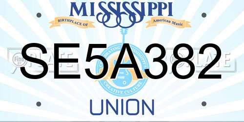 SE5A382 Mississippi License Plate