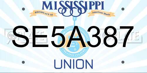 SE5A387 Mississippi License Plate