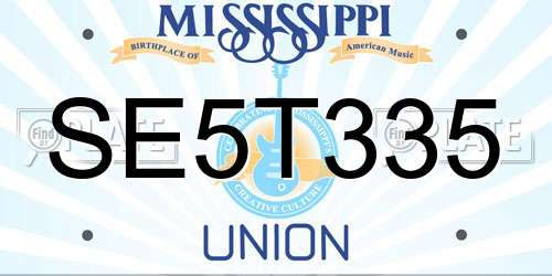 SE5T335 Mississippi License Plate