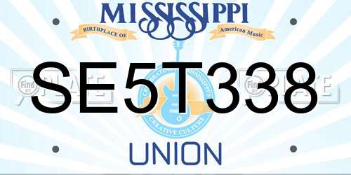 SE5T338 Mississippi License Plate
