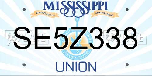 SE5Z338 Mississippi License Plate