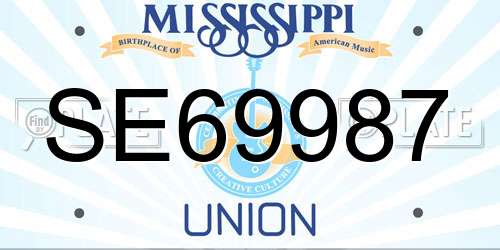 SE69987 Mississippi License Plate