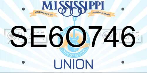 SE6O746 Mississippi License Plate
