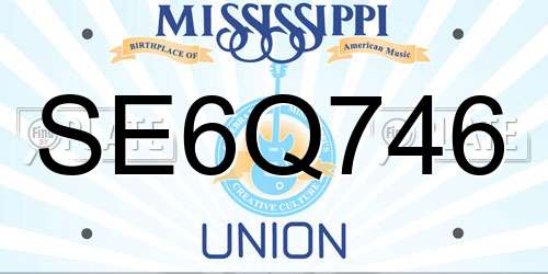 SE6Q746 Mississippi License Plate