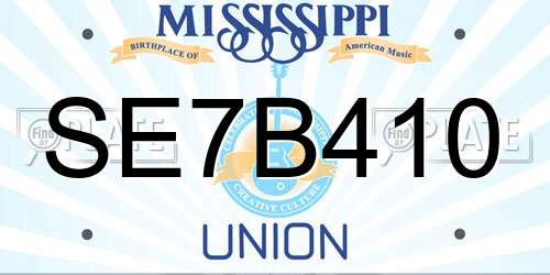SE7B410 Mississippi License Plate