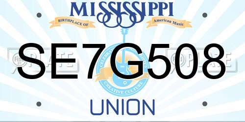 SE7G508 Mississippi License Plate