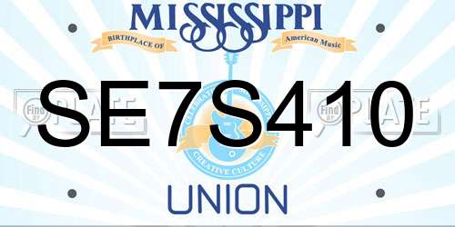 SE7S410 Mississippi License Plate