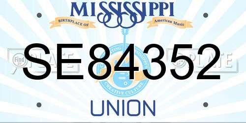 SE84352 Mississippi License Plate